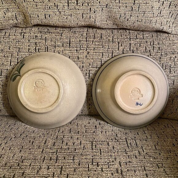 Lot of 2 Vintage Rowe Pottery Works 7" Salad Cereal Bowls Salt Glazed 1998 2001 - Picture 3 of 12